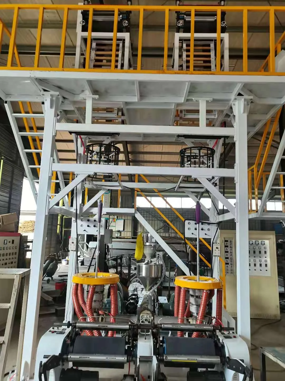 Double-head plastic film blowing machine twin head blown film machine