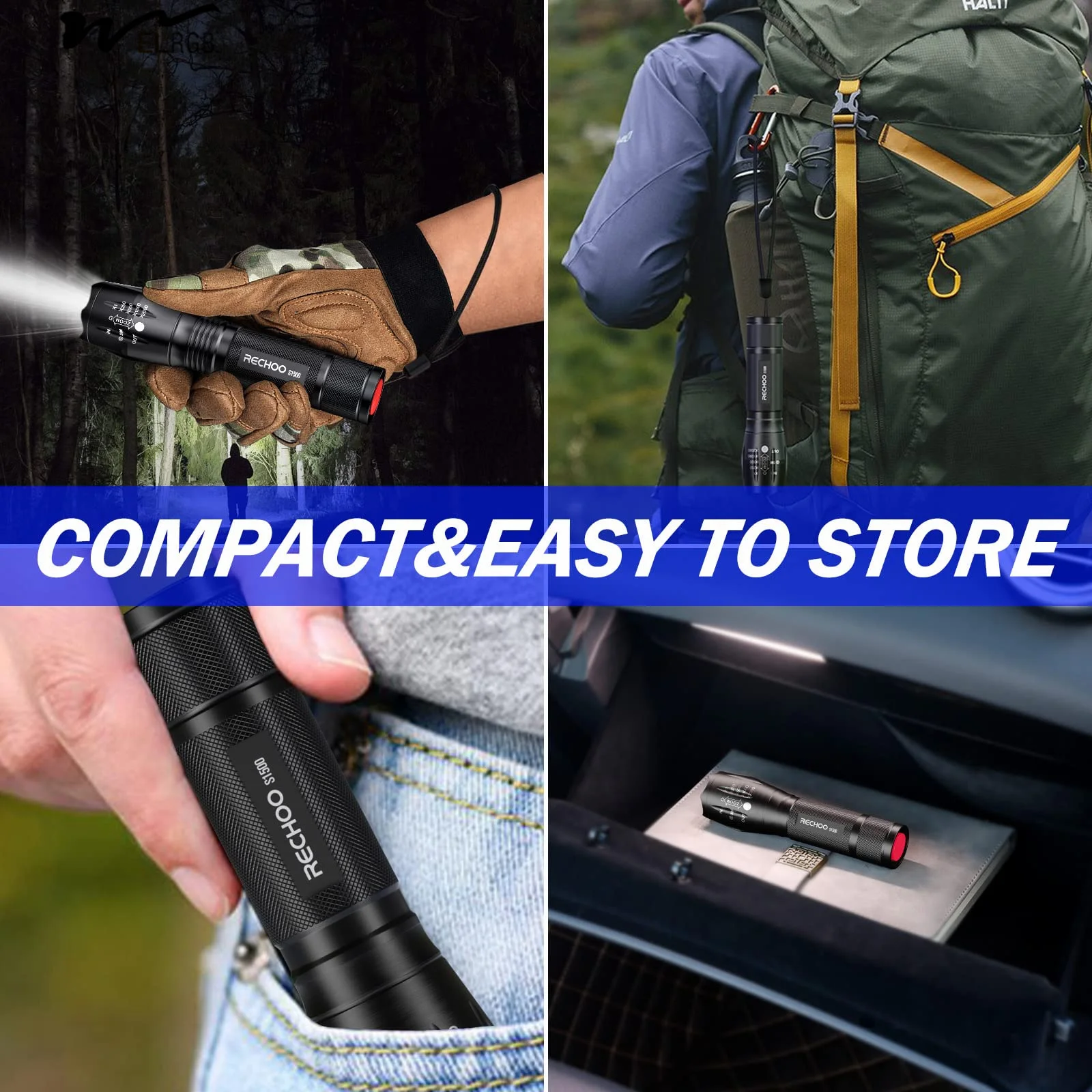 Tactical Flashlights 4 Pack Bright Zoomable LED Flashlights with High Lumens and 5 Modes Waterproof Portable Pocket Flash Light