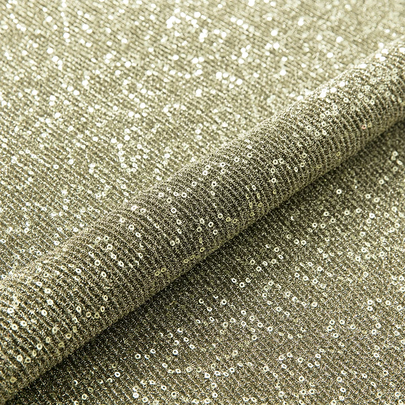 New  embroidery 3mm sequin jijimi fabric gold sequin fabric knitting pleat embroidery fabric