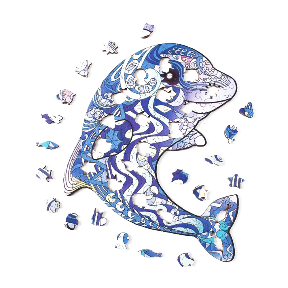 Wholesale Personalized Adult  kids Wooden 3D Jigsaw Puzzle Game unique shaped Jigsaw Animal puzzle pieces toys manufacturer