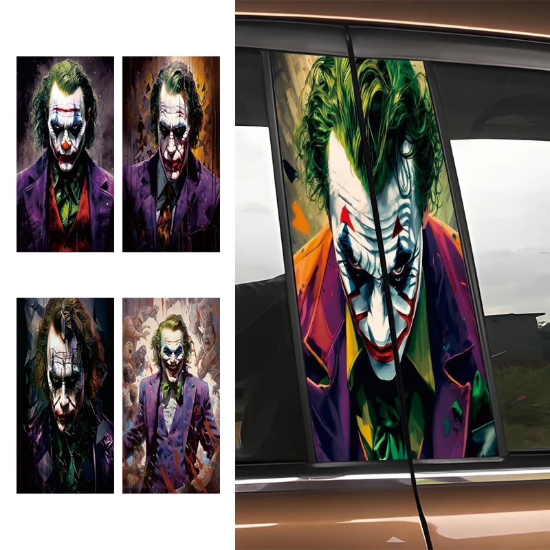 Waterproof Auto B-Pillar Cartoon Joker Stickers Car Center Column Cover Decor with Logo Vinyl Decals Accessories