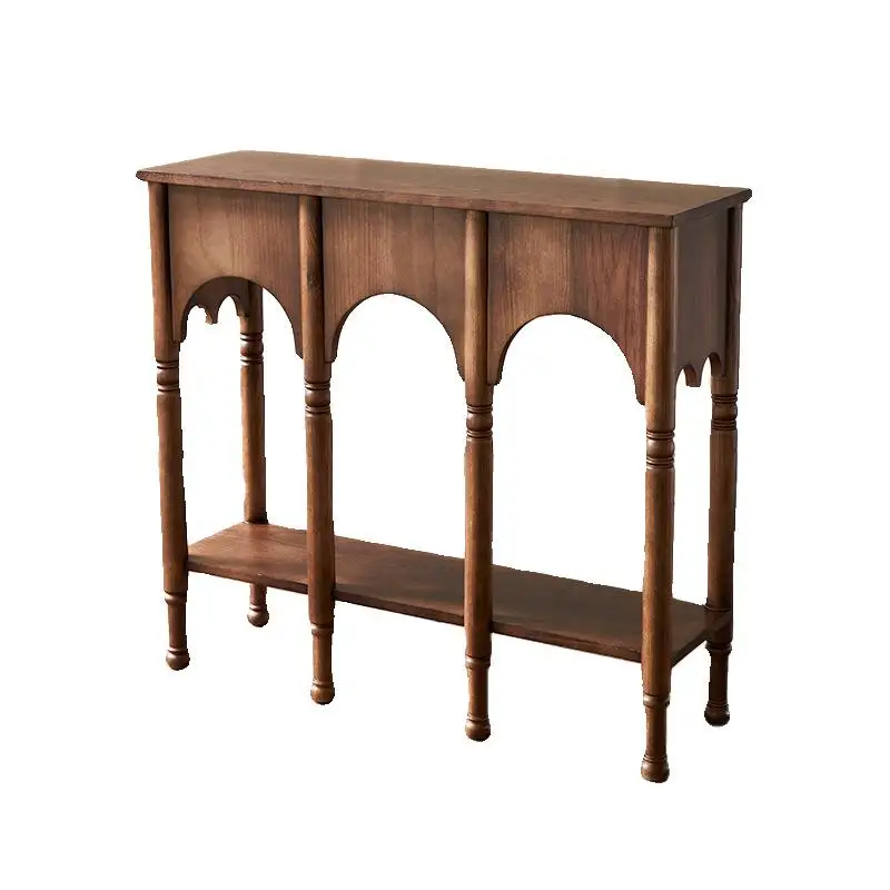 Retro porch table narrow porch table American style middle-aged living room solid wood side cabinet storage cabinet side