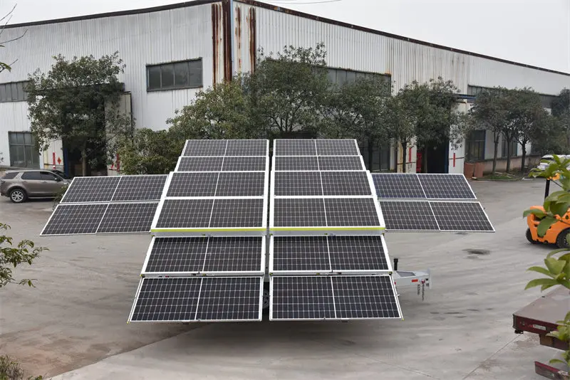 Hydraulic Angle Adjustment 8KW Lithium Battery Mobile Solar Diesel Hybrid Generator Trailer