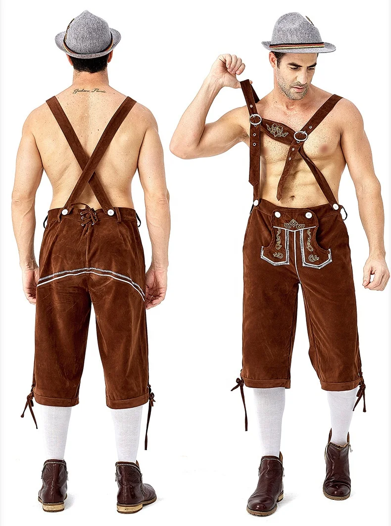 Beer Men Germany Oktoberfest Pants Traditional Bavarian Beer Man Lederhosen Shorts Halloween Party Cosplay Costume