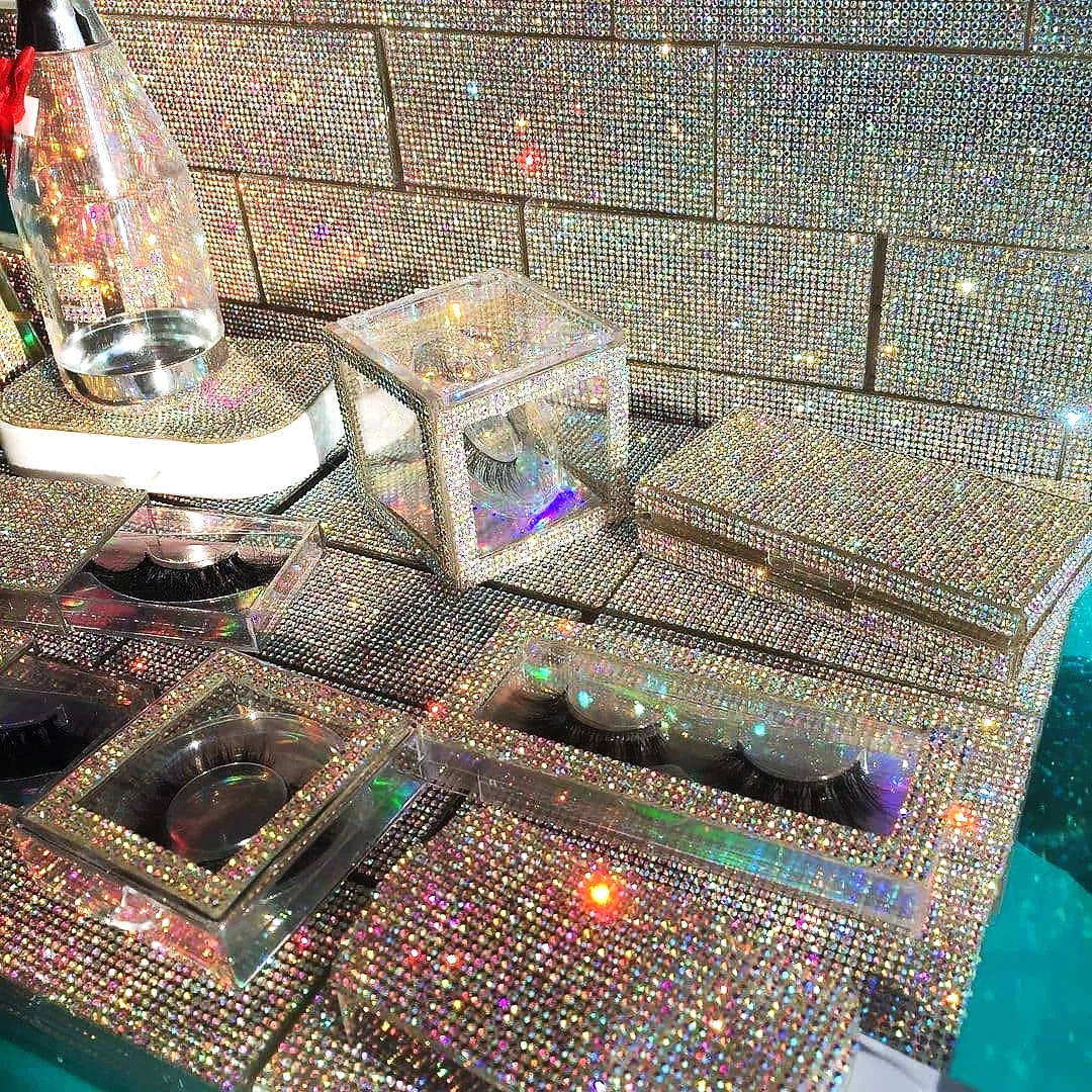 Оптовая цена 2021 Новое поступление bling ресниц коробка с бриллиантами ненатуральные искусственные изготовленный на заказ lashbox