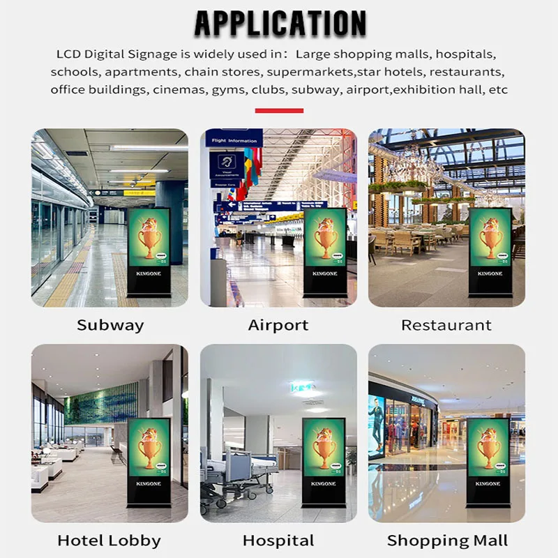 KINGONE 55-Inch Floor Standing Totem Android Advertising Kiosk Interactive Touchscreen LCD Display Digital Signage Education Use