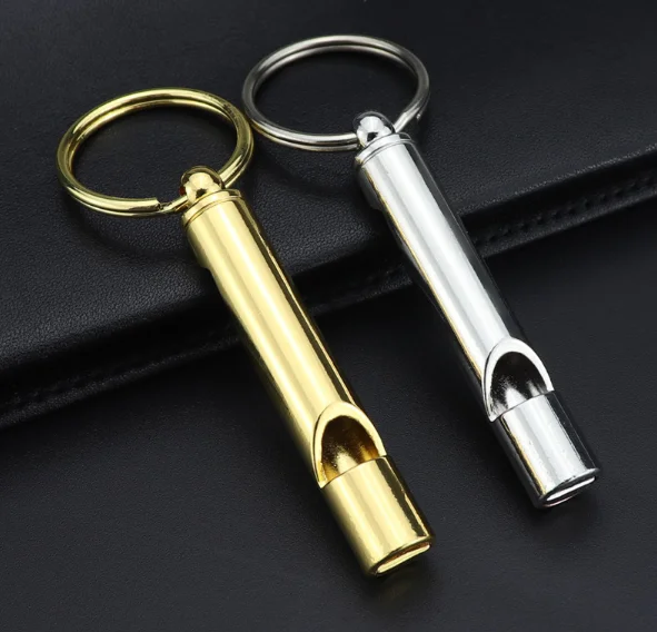 Hot sale metal whistle key chain promotion gift copper keychain