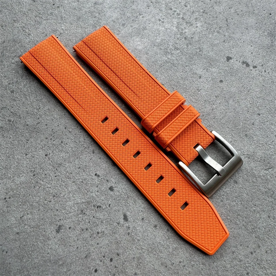 Orange color wholesale quick release watch belt sport luxury smart watchband 20mm 22mm fkm rubber watch strap
