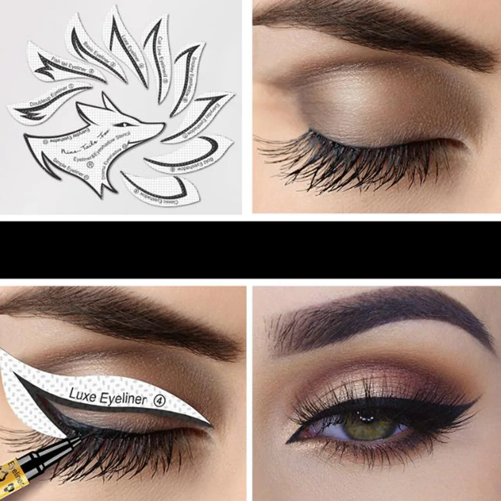 24 Pcs Eyeliner Stencils Eye Makeup Template Stickers Card 12 Styles Non-Woven Eyeliner Eyeshadow 3 Minute Lazy Shaping Tools