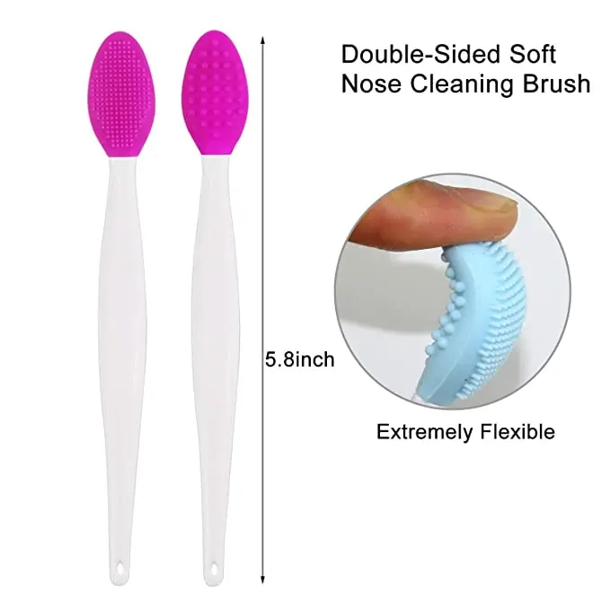 Popular nose blackhead remove tool clean brush cream applicator Double side mini exfoliating face brush silicone Lip scrub brush