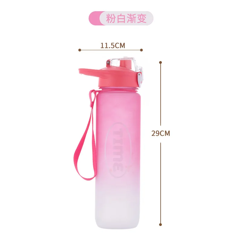 Custom Logo Plastic 32oz Sports Motivational Drinking Bottles Gym Fitness Flip Top Cover Drink Water Bottle with Straw