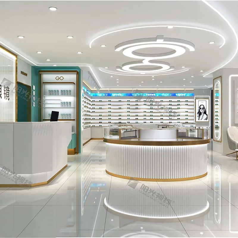 Украшение для магазина очков, коммерческий стеклянный шкаф для очков, оптический дизайн интерьера магазина на заказ