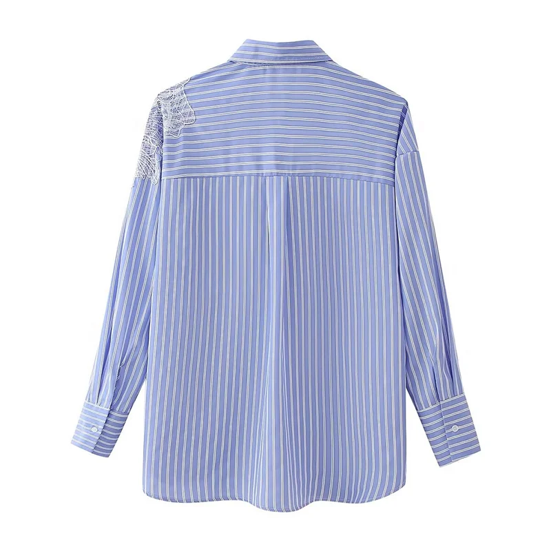 TAOP&ZA Spring and Autumn Long Sleeve Striped Shirt Women 2024 Korean Style Spliced Embroidered Flower Bottoming Top Chic 209