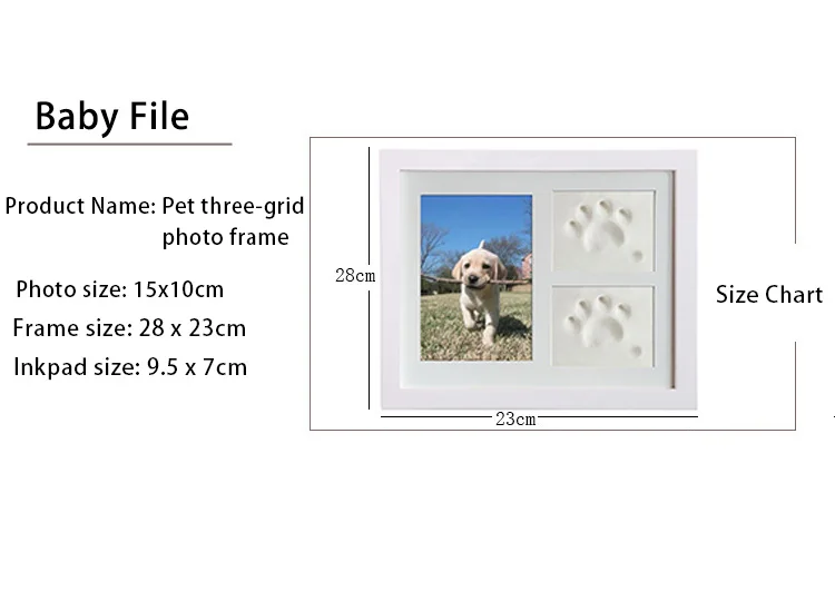 Pafu New design 28X23 wood picture frames wholesale baby Three-frame handprint and footprint clay kit clay frame