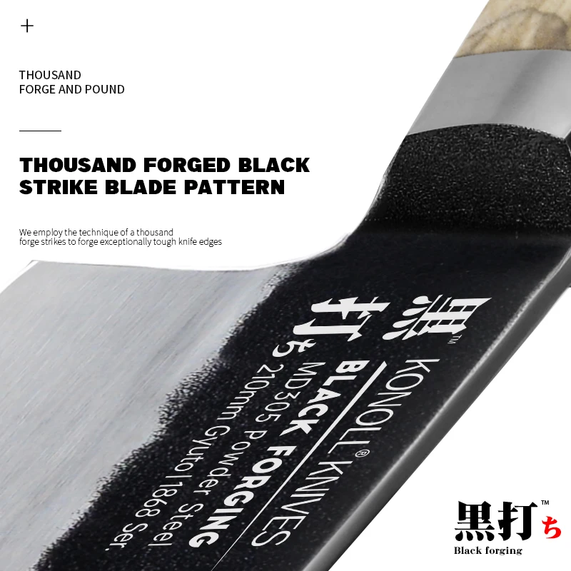 210MM Black Forged Kitchen Japanese Knife Japan MD305 Powder Steel High Carbon with Spotted wood handle Canteens Restaurant