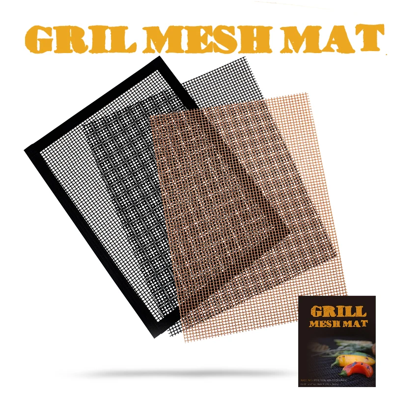 
PTFE fiberglass barbecue grill mesh non-stick reusable babecue mat 3pcs pack 