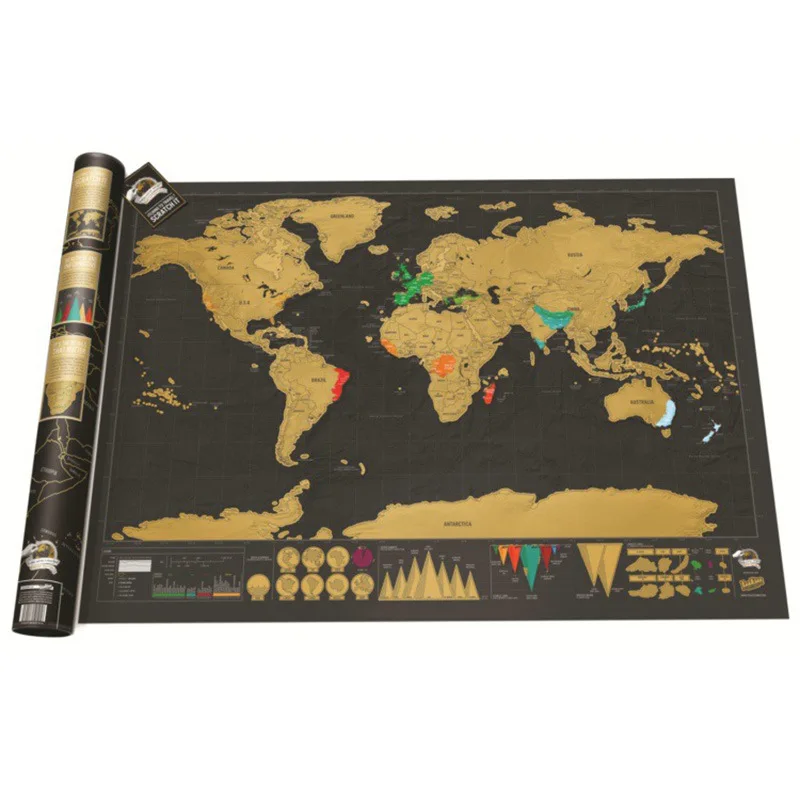 new scratch City map Edition Scraped Map Black Gold Luxury World Tourism Map Travel Footprint Poster