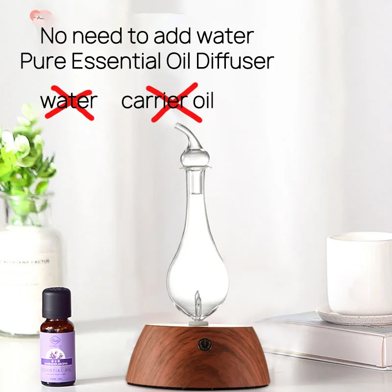 Custom Private Label Essential Oil Diffuser Nebulizer Diffuser Wood and Glass Aromatherapy Diffuser