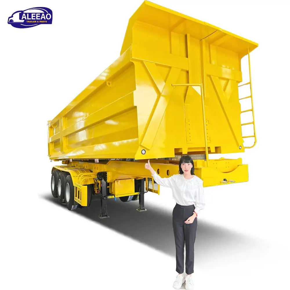 ALEEAO liangshan factory 3 4 Axles 60t Back 45CBM Semitrailer Rear Dipping Semi Trailer end tipper trailer hydraulic nice price