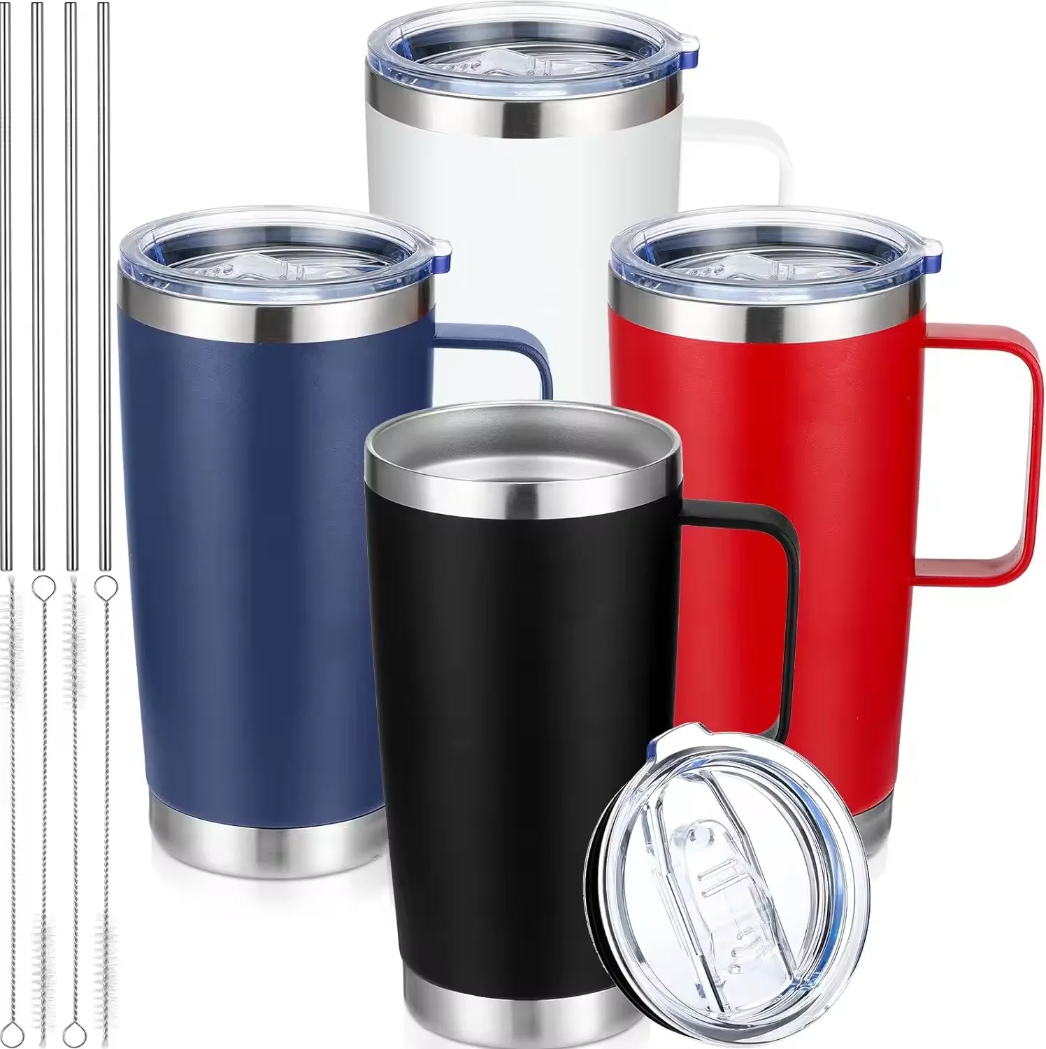 American Style Mugs BPA Free Leak Proof 20oz Insulated Mug Tumbler With Handle and Lid 20 oz Stainless Steel Vacuum Tumbler