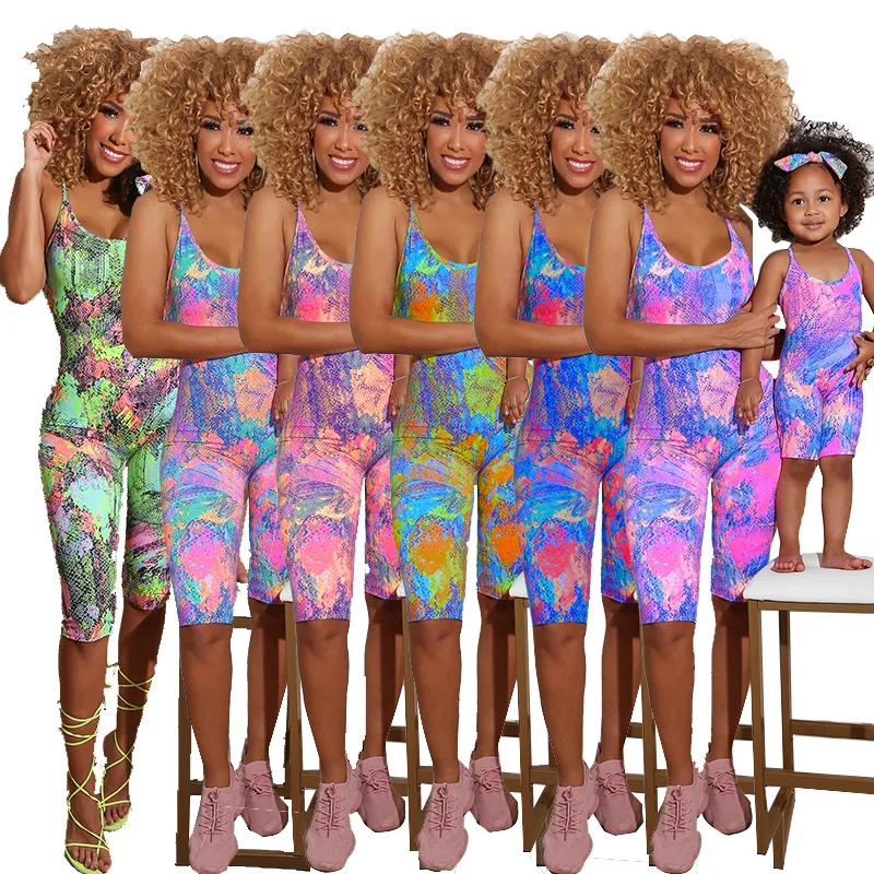 TG037  New print mommy and me romper colorful outfits 2021 popular mommy and me swimsuits