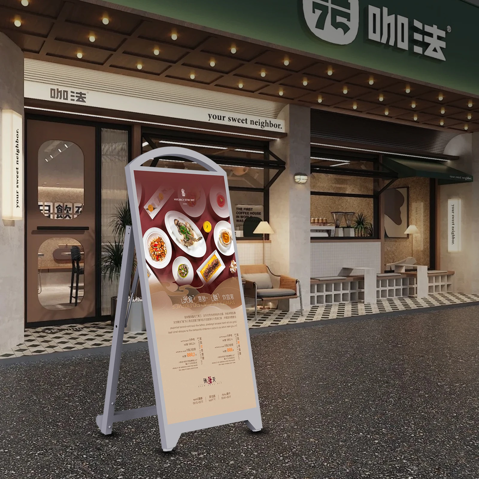 Портативный рекламный дисплей напольная подставка вертикальный цифровой пользовательский светодиодный Телевизор с рестораном цифровое меню водяной знак половинный