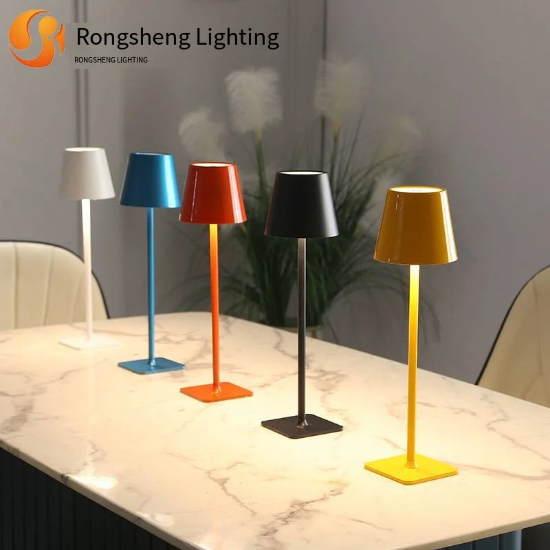 Metal Acrylic Color Customized USB recharging lamp nordic cordless wireless hotel bar restaurant led table lamp
