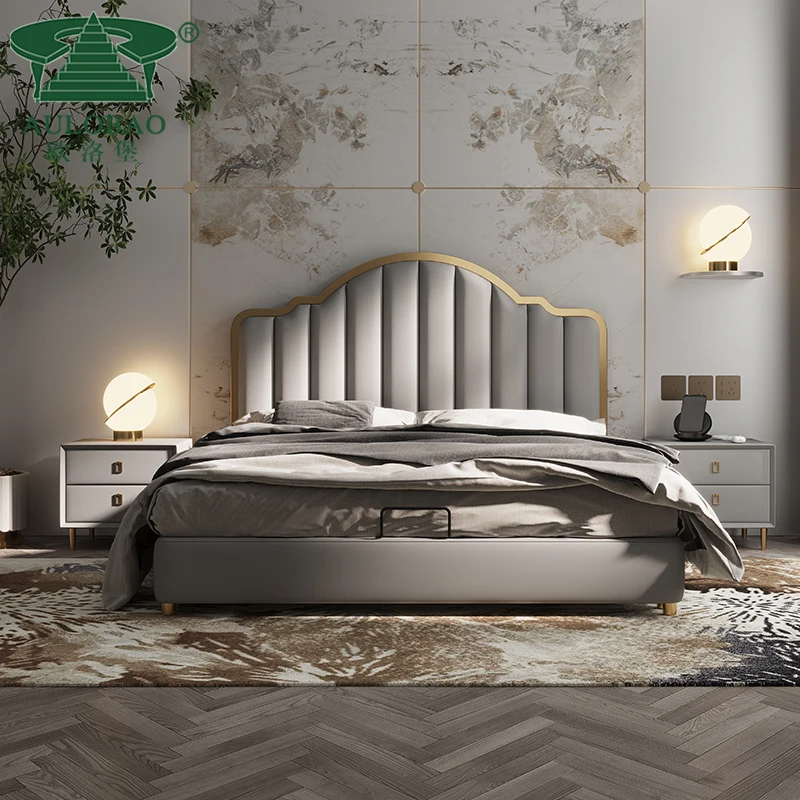 Роскошная мягкая кровать из искусственной кожи 5 звезд наборы для спальни в отеле