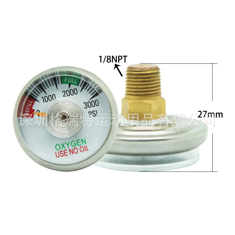 BECO  1.5inch 3000PSI spiral tube oxygen pressure gauge meter