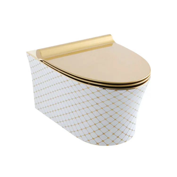 Gusure дизайн санитарной посуды Clomessenger Baghsolid Colorotote pouqing керамический унитаз цельный настенный монтируемый золотой 1