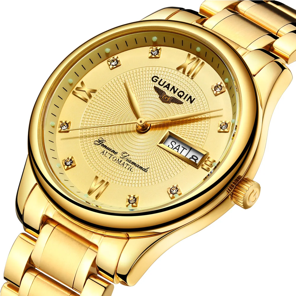 
relogio masculino GUANQIN Mens Watches Top Brand Luxury Gold Stainless Steel Automatic Watch Men Business Waterproof Wristwatch 