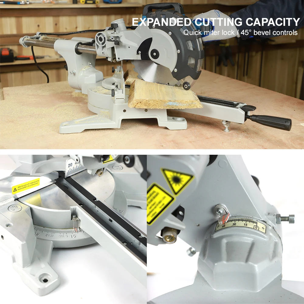 1450W Electric Wired Miter Saw Power Saws for Aluminum-Wood Composite Saw