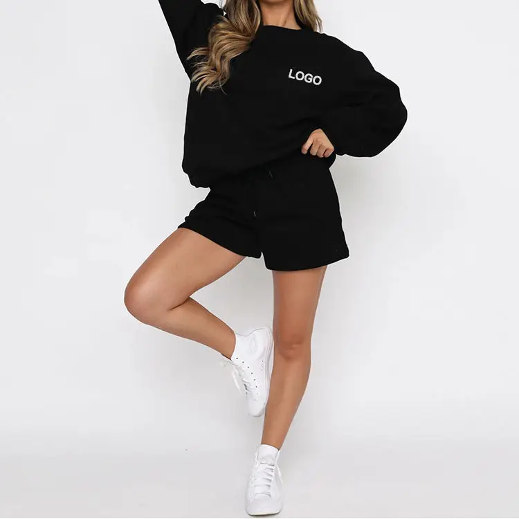 Wholesale cotton fleece gym sweat shorts high waist blank summer jogger shorts for women