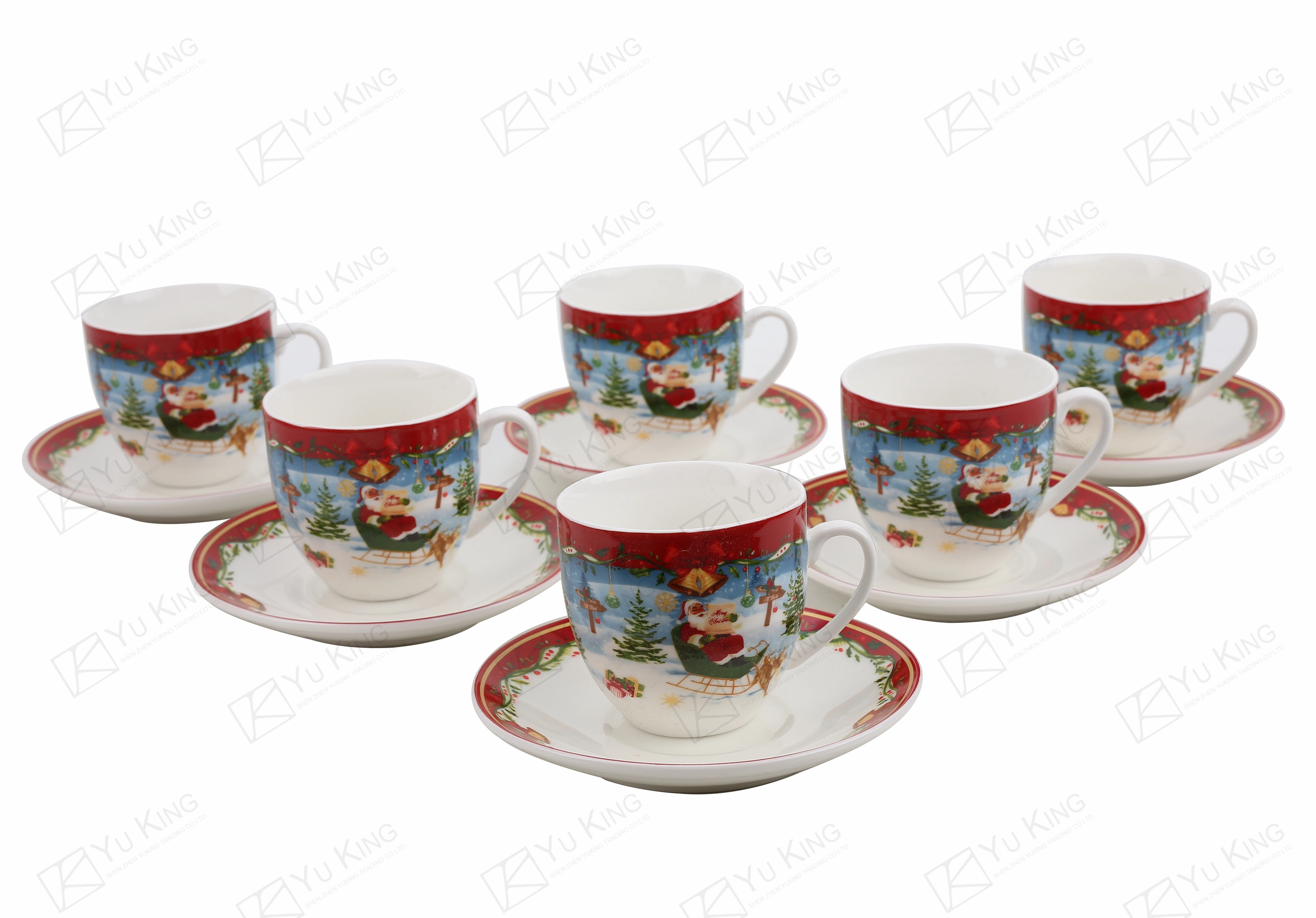 Wholesale OEM Bone China 12 PCS 24PCS 36PCS 47PCS Christmas Porcelain  Collection Dinner set