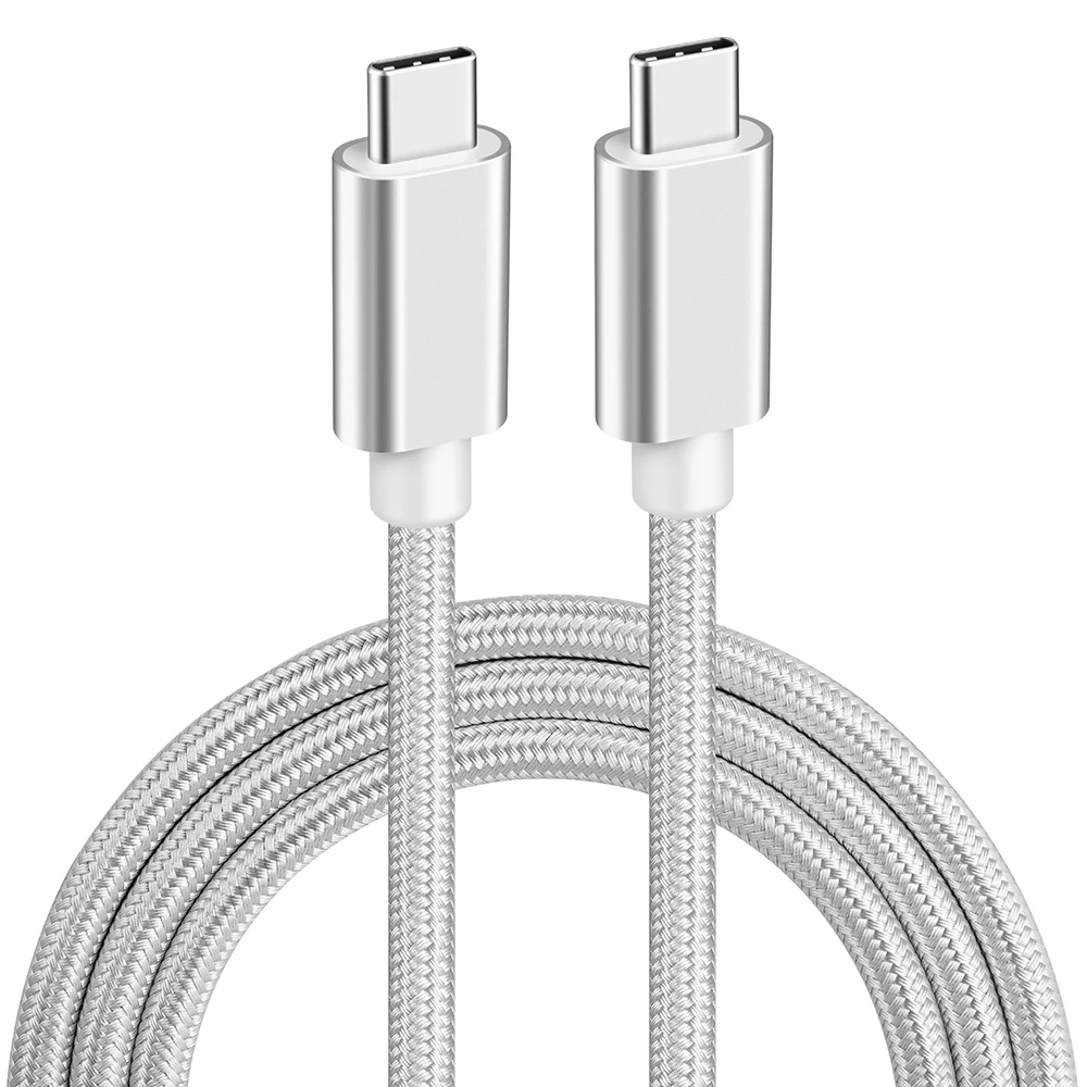 USB3.1 Gen2 Nylon Braided 100W Fast Charging Cable Cord Type C to Type C Cable with E-mark Clip