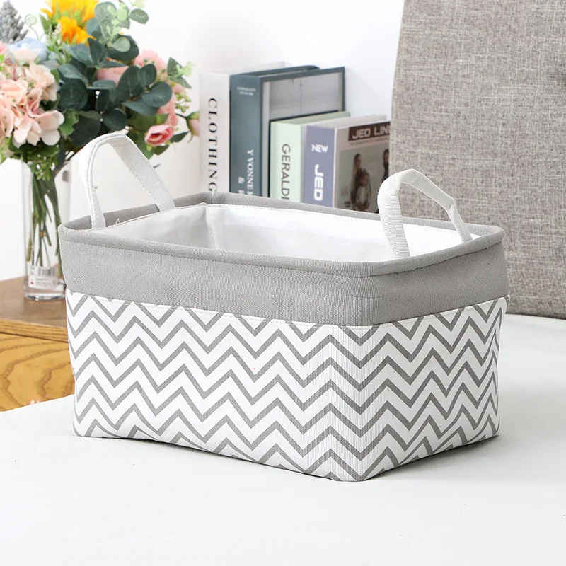 Desktop Storage Cosmetics Portable Multi-Purpose Cotton and Linen Waterproof Coating Organizing Baskets