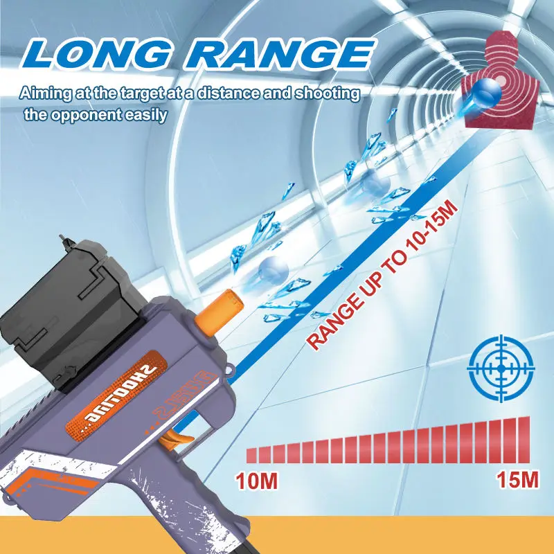 Automatic Shooting Game Gun Toy with Light Up UZIS Splatter Ball Gun Electric Gel Ball Blaster Gun For Boys Students