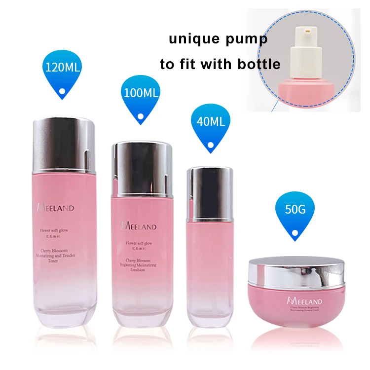 Custom volume glass lotion rose gold skincare cosmetic containers bottle glass packaging set