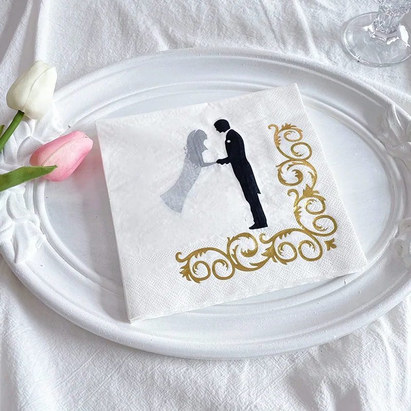 Custom logo printed disposable cocktail restaurant bar paper napkin Serviette manufacturer for napkin