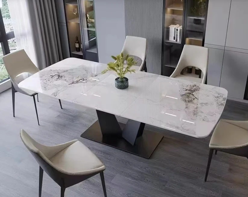 Arabic Style Multifunctional Sliding Dining Table with 8 Chairs for Sale