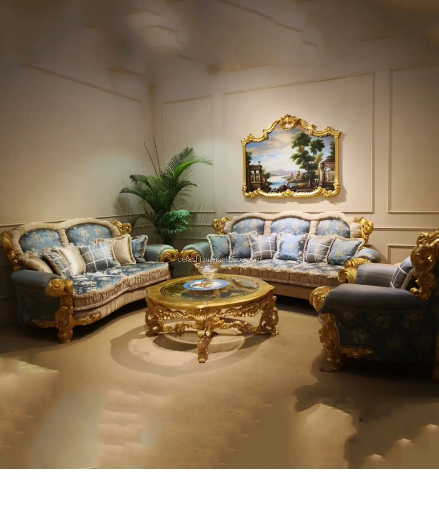 OE-FASHION новый дизайн гостиной домашний набор мебели роскошный светло-голубой тканевый диван цены на мебель Дубая