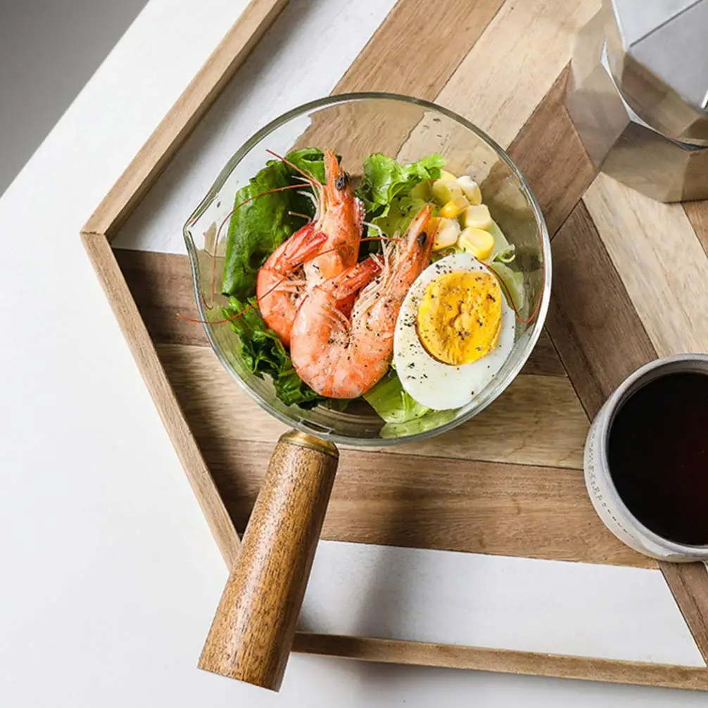 Wholesale Heat Resistant Tempered Glass Cooking Pot With Wooden Handle