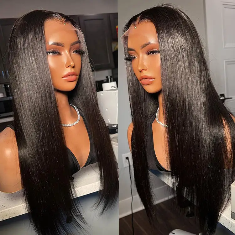 Lemoda Glueless 13x6 HD Transparent Lace Frontal Wig Straight Virgin Brazilian HD Lace Front Human Hair Wigs For Black Women