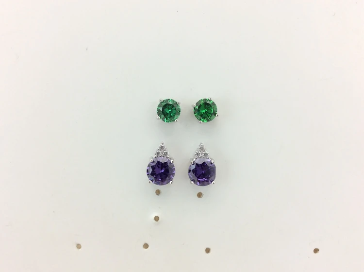
New Style Deep Amethyst Emerald Earring Stud Set Pack 