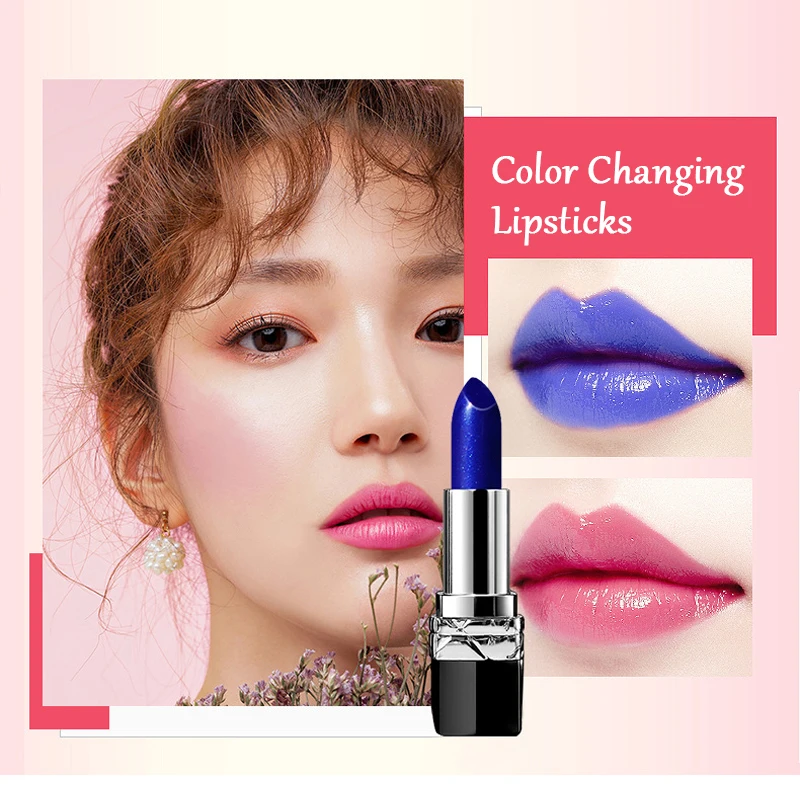 Private Label Color-changing Magic Blue Lipstick Color Changing Lipstick Long Lasting Moisturizer Blue Changed Into Pink Lip