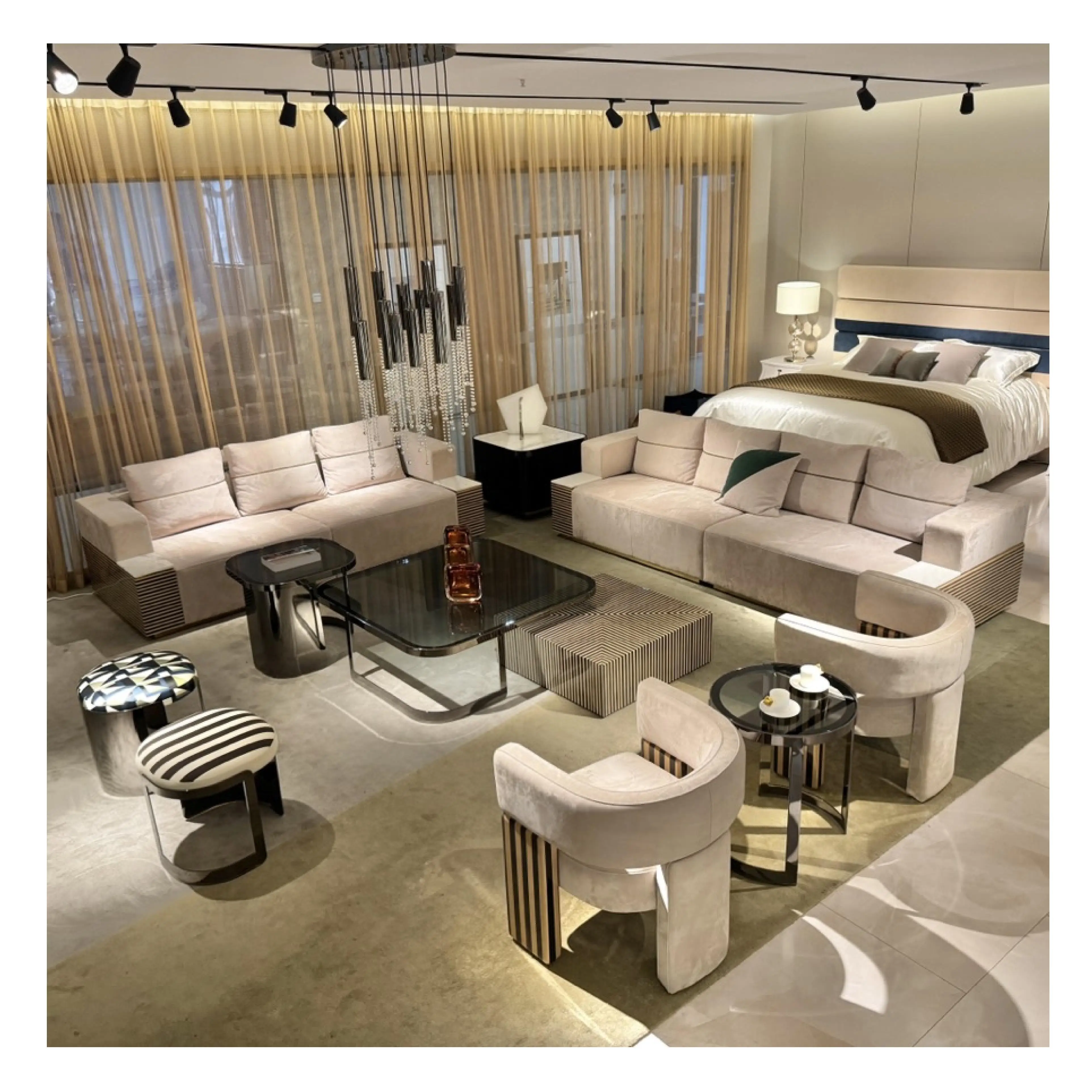 Living Room Furniture Postmodern Soft Sofa High back Couch High End Fashion leather sofa