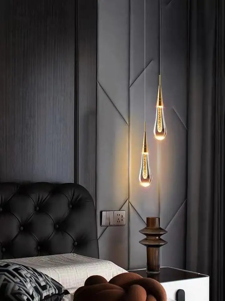 Gold Luxury Modern Water Rain Drop Pendant Light Led Hotels Crystal Small teardrop chandelier crystals