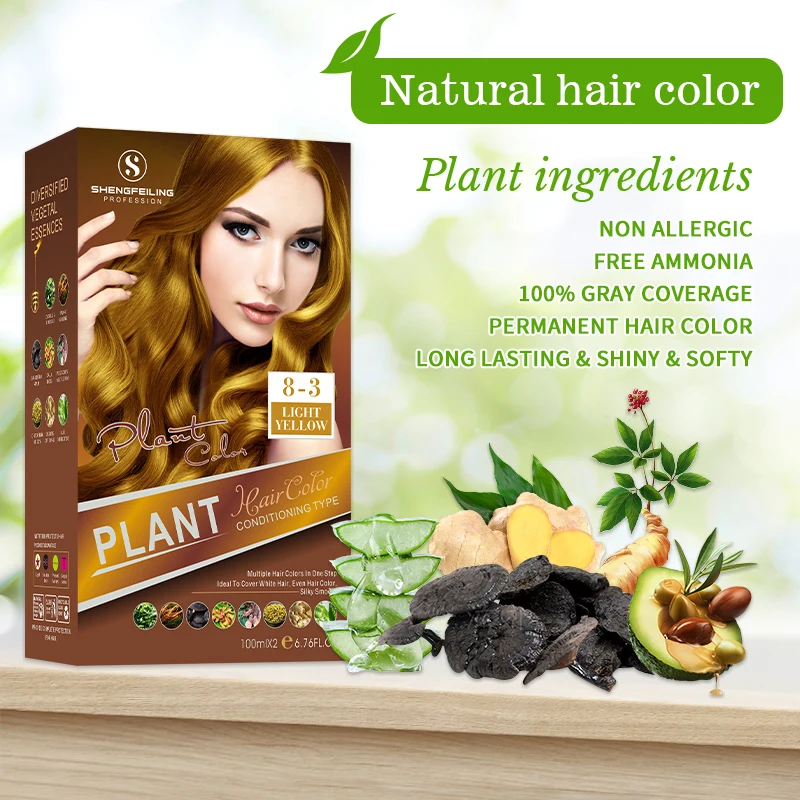 Factory Private Label Organic Herbal Natural Yellow Hair Coloring Cream Fashion Salon Free Ammonia Semi Permanent Hair Dye Cream