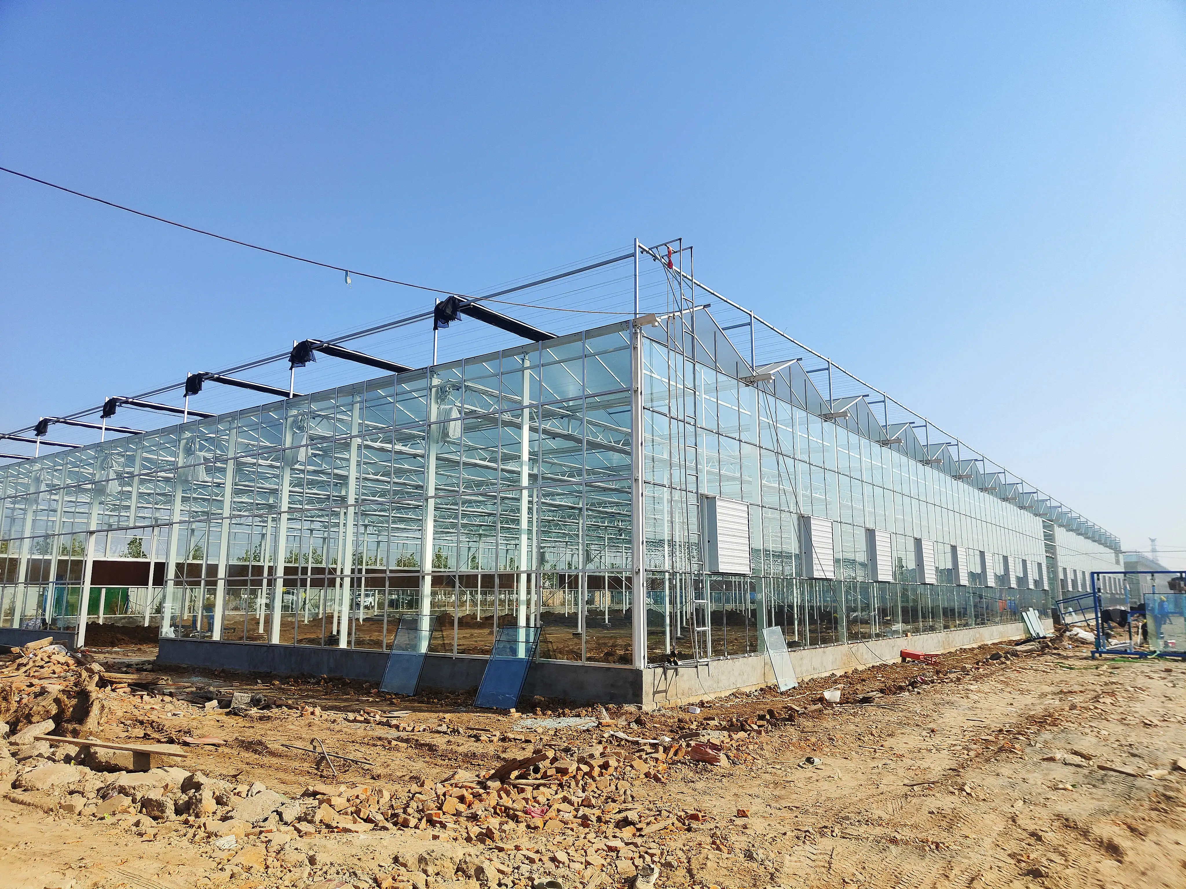 Multi-span venlo greenhouse hydroponic growing systems