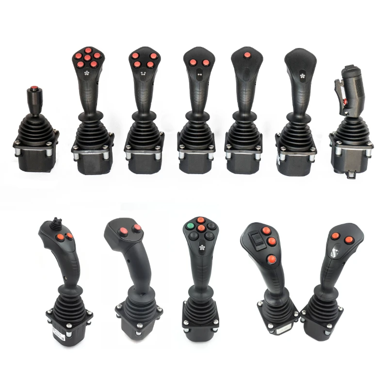 Friction hold industrial joysticks for cranes drilling rigs Can or analog output Handle grip optional